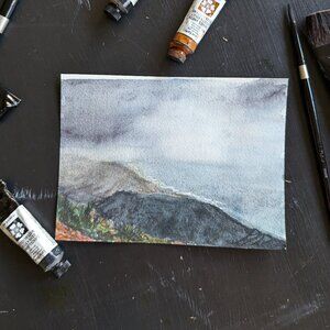 Original Watercolor 5x7" Painting: View from Koko Head Summit Oahu Artwork